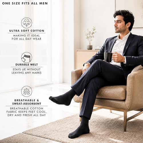 Image of Supersox Calf Length Formal Office Socks for Man | Combed Cotton | Breathable, Moisture Absorbent & Anti-Odor | Pack of 3