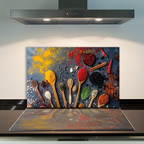 | Ceranfeldabdeckung 1 Teilig 80x52 cm Herdabdeckplatten aus Glas Gewürze Elektroherd Induktion Herdschutz Spritzschutz Glasplatte Schneidebrett