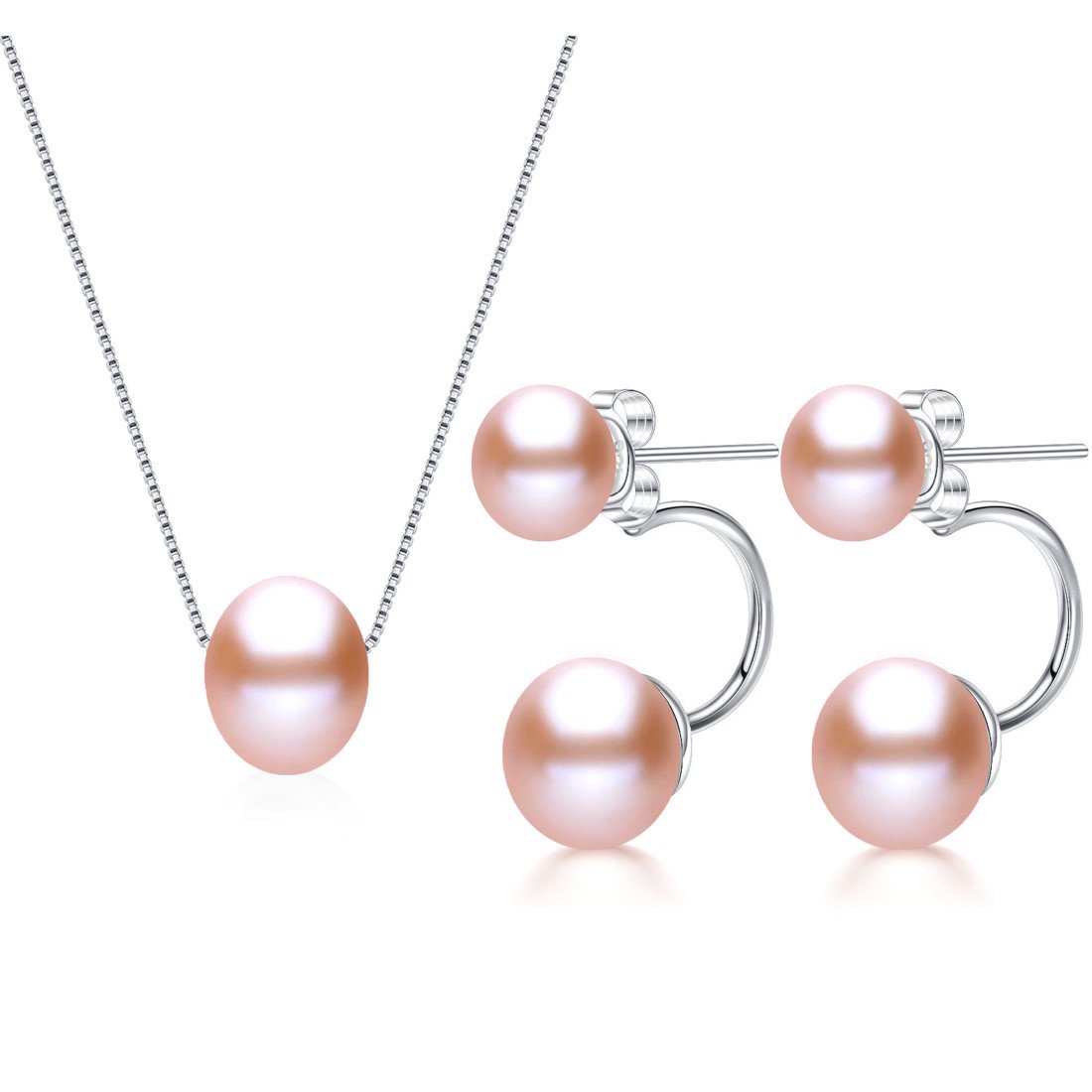 Kim Johanson Set 2 Paia Orecchini Fusion Donna - Argento Sterling 925 Con Perle Bianche E Shamballa, Eleganza Unica - 3