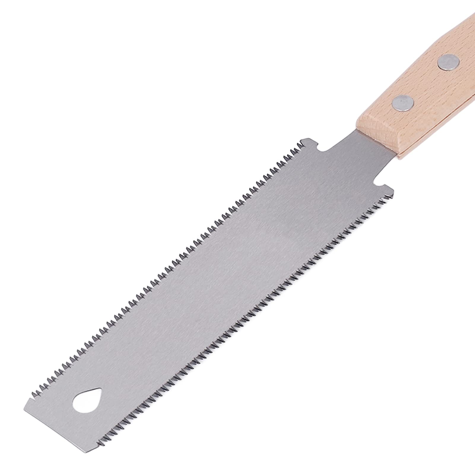 Sierra de mano de doble cara con mango de madera de haya para carpintería y corte fino - Hoja de acero con alto contenido de carbono SK5 con dureza HRC 60-63 - Juego de 2 piezas