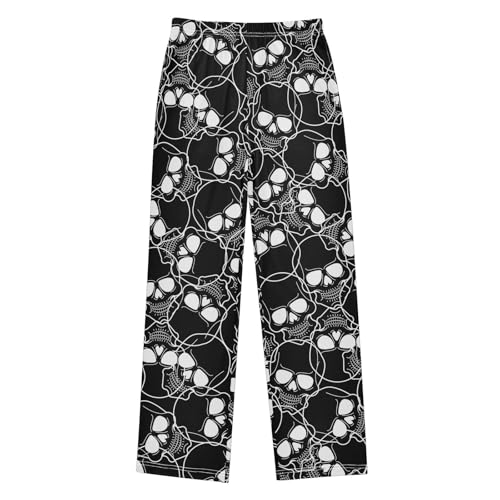 Boys' Pants Skeleton Head Long Bottoms Jogger Pants Elastic Waist Trousers with Pockets S-XL