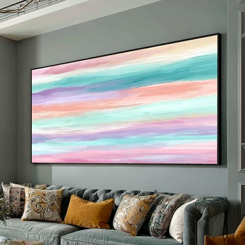 Tableau sur toile pastel pour illuminer un salon sombre sans travaux