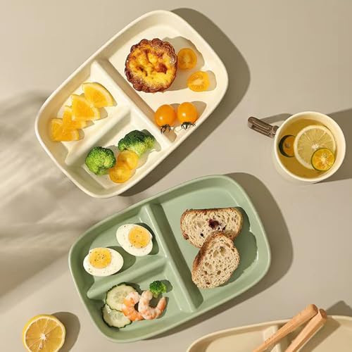 Image of Unbreakable Divided Plates 10.5 Inch 4 PCS,Reusable Wheat Straw Plates,Portion Control Plate Adults, Microwave And Dishwasher Safe, Perfect For Dinner Dishes Kitchen Picnic Party (Classic Series)