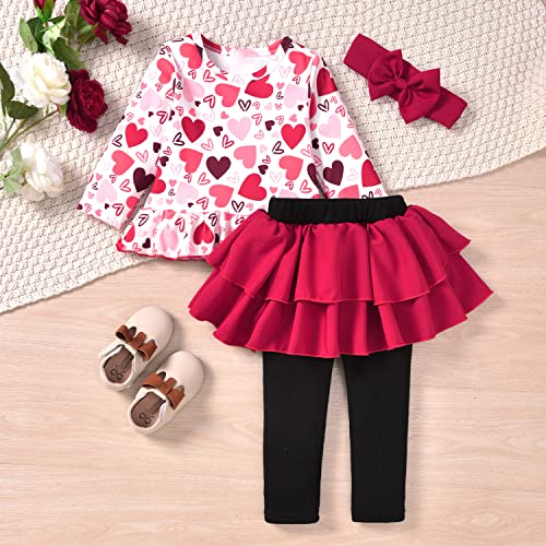 Image of Toddler Baby Girls-Fall-Clothes-Set Little Girls Floral Plaid Highlow Tunic Tops+Leggings Outfits Boutique Clothing