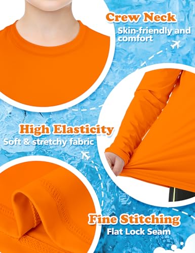 Image of Boys Rash Guard Swim Shirt Long Sleeve Shirts UPF 50+ Sun Shirt Quick Dry Fit Neon Tees Activewear for Kids Girls Youth 2-16Y