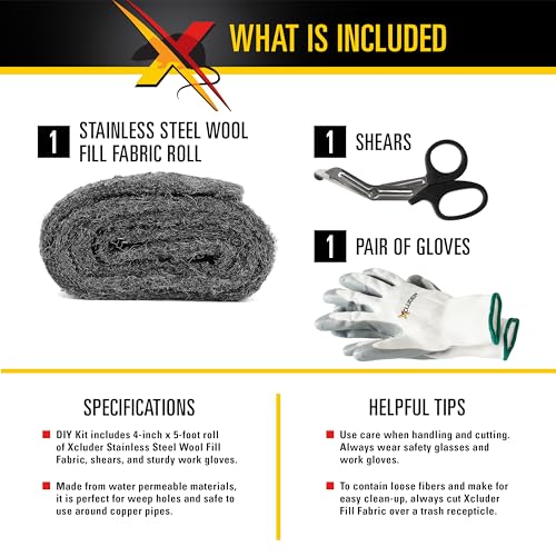 Xcluder 162758 Rodent Control Fill Fabric, Large Diy Kit, Stainless Steel Wool thumb #2