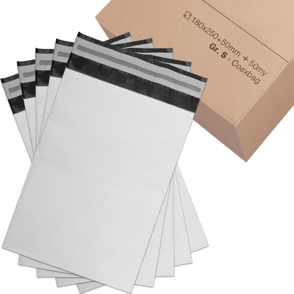 verpacking Enveloppe plastique 180x250 mm Blanc/Noir [taille et nombre au choix] Opaque Coex Sacs d'expédition pour vêtements Autoadhésifs Sacs d'emballage Films d'expédition 500 pièces