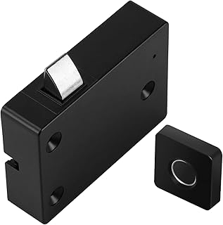 AUTENS Fingerprint Cabinet Locks, Rechargeable USB Keyless Drawer Door Lock, Smart Electronic Biometric Lock for Child Safety, Kit Set Hidden File DIY Wooden Furniture Privacy Lock for Home Office (Black)