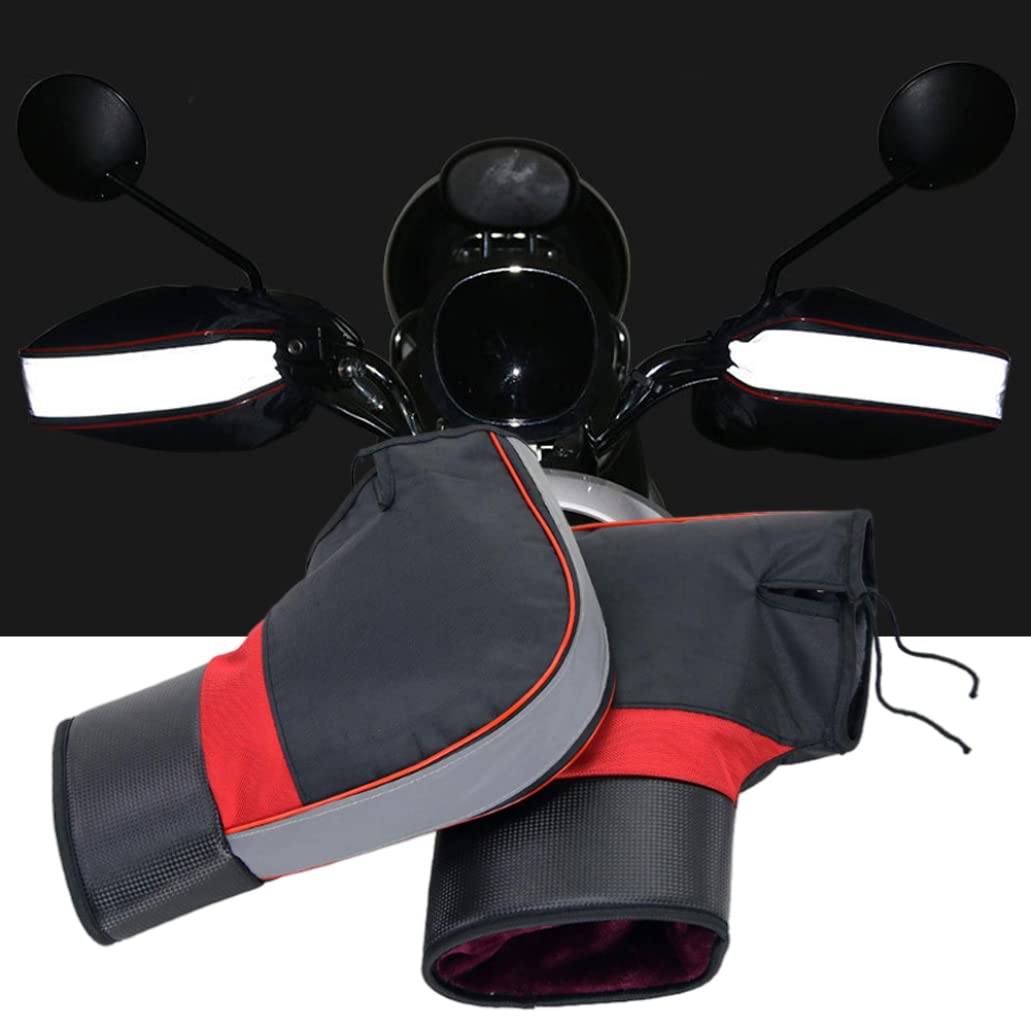 Rękawiczki,Rękawiczki termiczne,Rękawiczki na kierownicę rowerową Wiatroszczelna kierownica motocyklowa Nauszniki Rękawiczki Rękawiczki motocyklowe 1 para, Rękawiczki na kierownicę motocyklową, Cieple