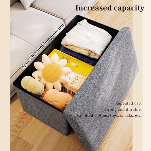 Banc de rangement pliable bleu 76x38x38 cm avec coussin confort - 5