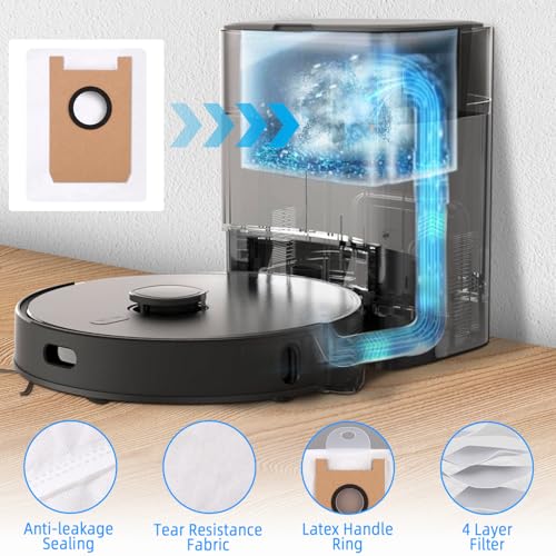 SOBEAU Zubehörset für AIRROBO T20 Saugroboter, 19 teilige Ersatzteile Staubsaugerzubehör, 1 Hauptbürsten, 4 HEPA-Filter, 4 Wischtücher, 6 Seitenbürsten, 4 Staubbeutel