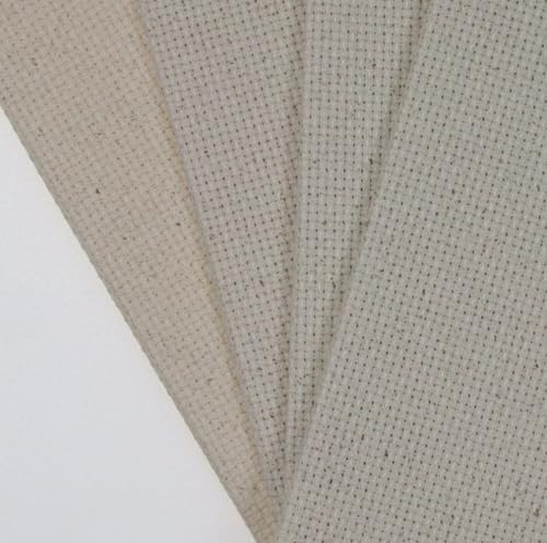 Image of KCS 4 pc of 12 inch x 18 inch(30cmx45cm) 14CT Counted Cotton Aida Cloth Cross Stitch Fabric (Oatmeal)