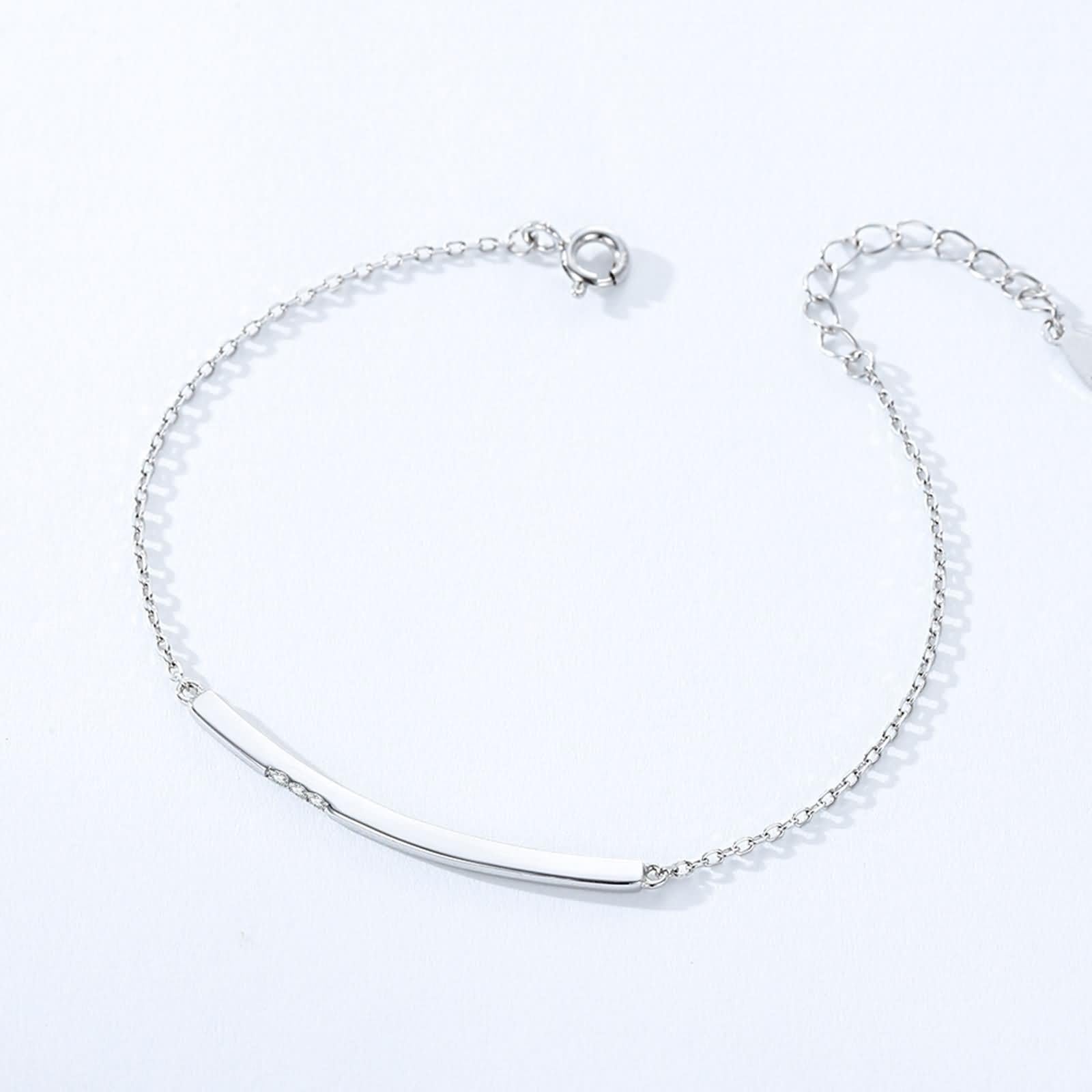 Pulsera de cadena para mujer, pulseras rectangulares con diamantes de oro blanco, regalo para mujer