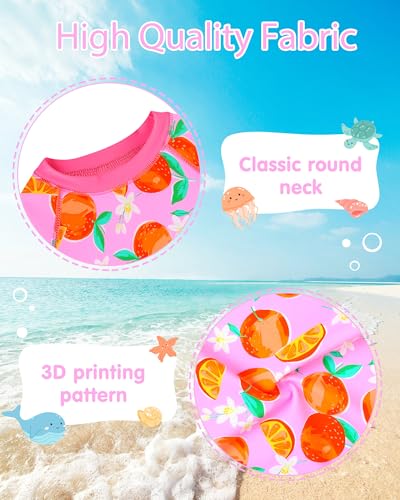 Image of XFGIRLS Girls 2-Piece Swimsuit Long Sleeve Rash Guard Set Toddler 6M-8Y | UPF 50+ blocks 98% UV, Quick-dry, Easy on /off, Bright colors stand out, Machine wash, Breathable, Beach, swim, water park