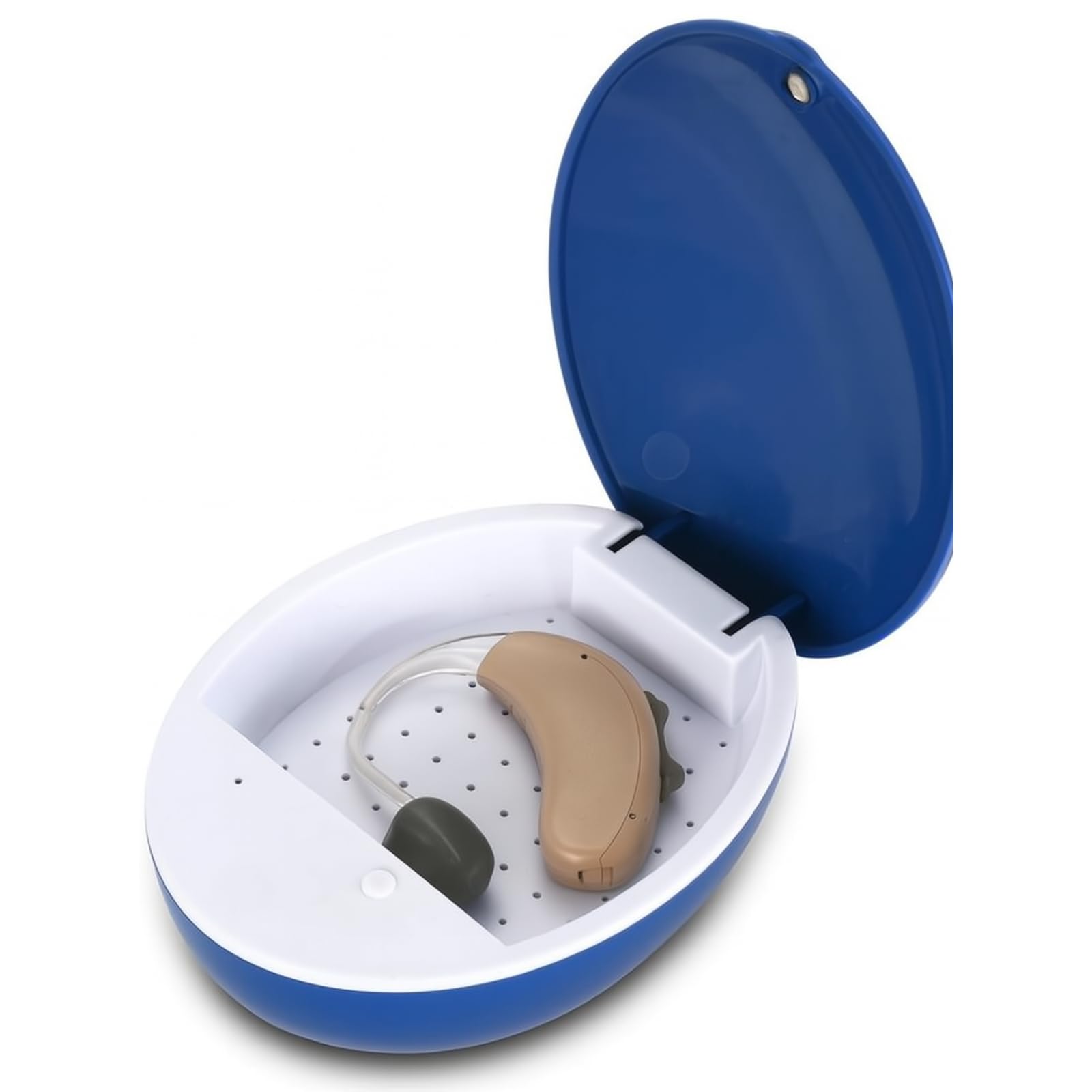 (Pro UV T36: UV-C i suszenie przez 3 – 6 godz.) Premium mini pojemnik do wycierania aparatów słuchowych, sterylizacja światłem UV – obsługa za pomocą 1 przycisku – nadaje się również jako przenośne pudełko do suszenia