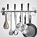 EINFAGOOD Pot Rack, Kitchen Hooks Rack 6 Hooks with Knife Holder and Pot Lid Rack，Stainless Steel Double Pipe 15.75” Long (Polished Finish)