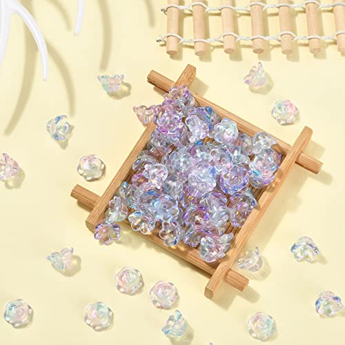 UR URLIFEHALL 100 Pcs Handmade Lampwork Glass Lily of The Valley Beads Flower Crystal Glass Bead Caps for Jewellery Making DIY Crafts - Image 4