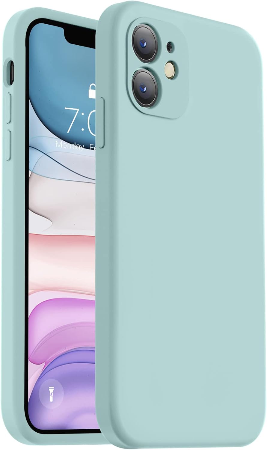 Vooii Compatible with iPhone 11 Case, Upgraded Liquid Silicone with [Flat Edges] [Camera Protection] [Soft Anti-Scratch Microfiber Lining] Phone Case for iPhone 11 6.1 inch - Mint Mint iPhone 11