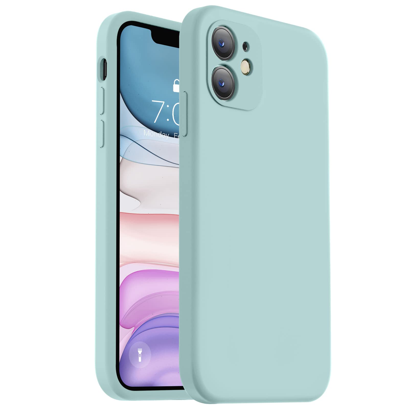 VooiiCompatible with iPhone 11 Case, Upgraded Liquid Silicone with [Square Edges] [Camera Protection] [Soft Anti-Scratch Microfiber Lining] Phone Case for iPhone 11 6.1 inch - Mint
