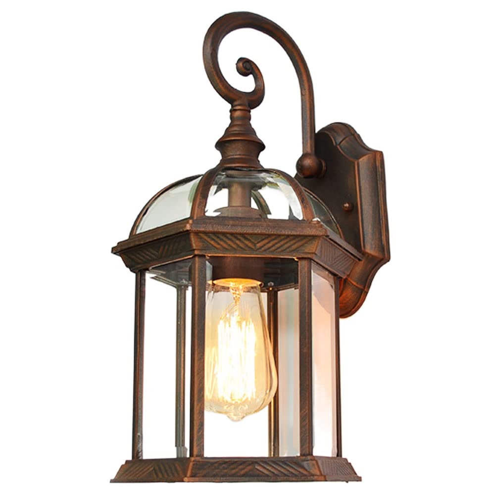 SMCCYYSD E27 Base Vintage Waterproof Wall Lamp, Outdoor Sconce Light Fixture, Decorative Lantern for Balcony, Villa, Aisle; Landscape Security Lighting, Elegant Exterior Decor (Bronze 9.4in)