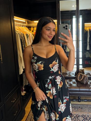Image of YATHON Casual Dresses for Women Sleeveless Cotton Summer Beach Dress A Line Spaghetti Strap Sundresses with Pockets