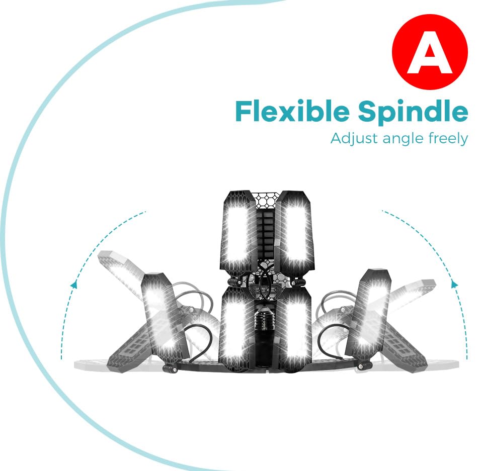 WENNI 100W Adjustable Ceiling Lamp E27 Deformable Panels Warehouse Spotlight 100-277V Workshop Light 110V Foldable High Bay Lamps — view 6