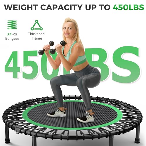 Image of 40 inch /48 inch Rebounder Trampoline for Adults with Bungee Cords, Exercise Rebounder for Adults Indoor /Outdoor Workout, Max Load 450 /550 LBS