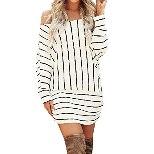 Beikoard_Vestido,Vestido de Primavera, de Verano, de otoño de Señorita ? Temperamento de la Moda, Manga Larga a Rayas? Vestido