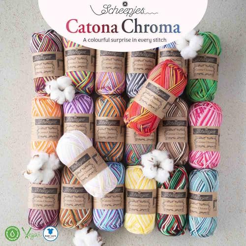 Scheepjes Catona Chroma hilo de crochet algodón mercerizado 5 ovillos de 50g 2