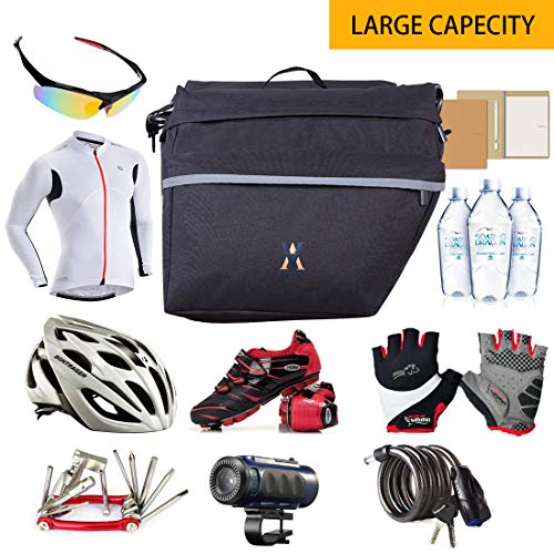 Vuudh Bike Pannier Bag - 30L Bicycle Bag With Reflective Trim, Water-Resistant Bike Rear Seat Saddle Bags (Black, M) #TOP5