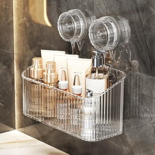Scatola di immagazzinaggio del bagno montata a parete portatile Punch Cosmetic Storage Box Ventosa Organizer Cup Shelf Storage