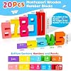Montessori Wooden Number Building Blocks Toys for Toddlers Kids Stacking Number Blocks 1-10 Preschool Math Learning Educational Toys for 3 4 5 Year Old Boys Girls Gifts 3-5 Balance Competition Game