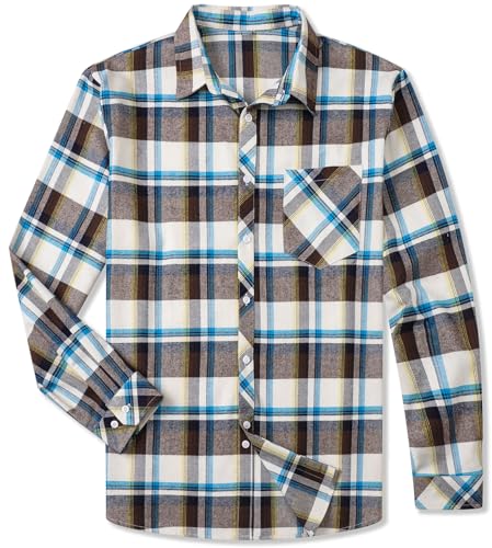Image of Betusline Boy and Men Button Down Plaid Shirt | Soft,Breathable and Comfortable Fabric