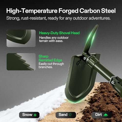 Image of VIVOSUN Folding Survival Shovel, 22'' Camping Shovel, Military Portable Small Shovel with High Carbon Steel, Tactical Entrenching Tool for Hiking, Digging, Backpacking, Gardening, Off Road, Beach