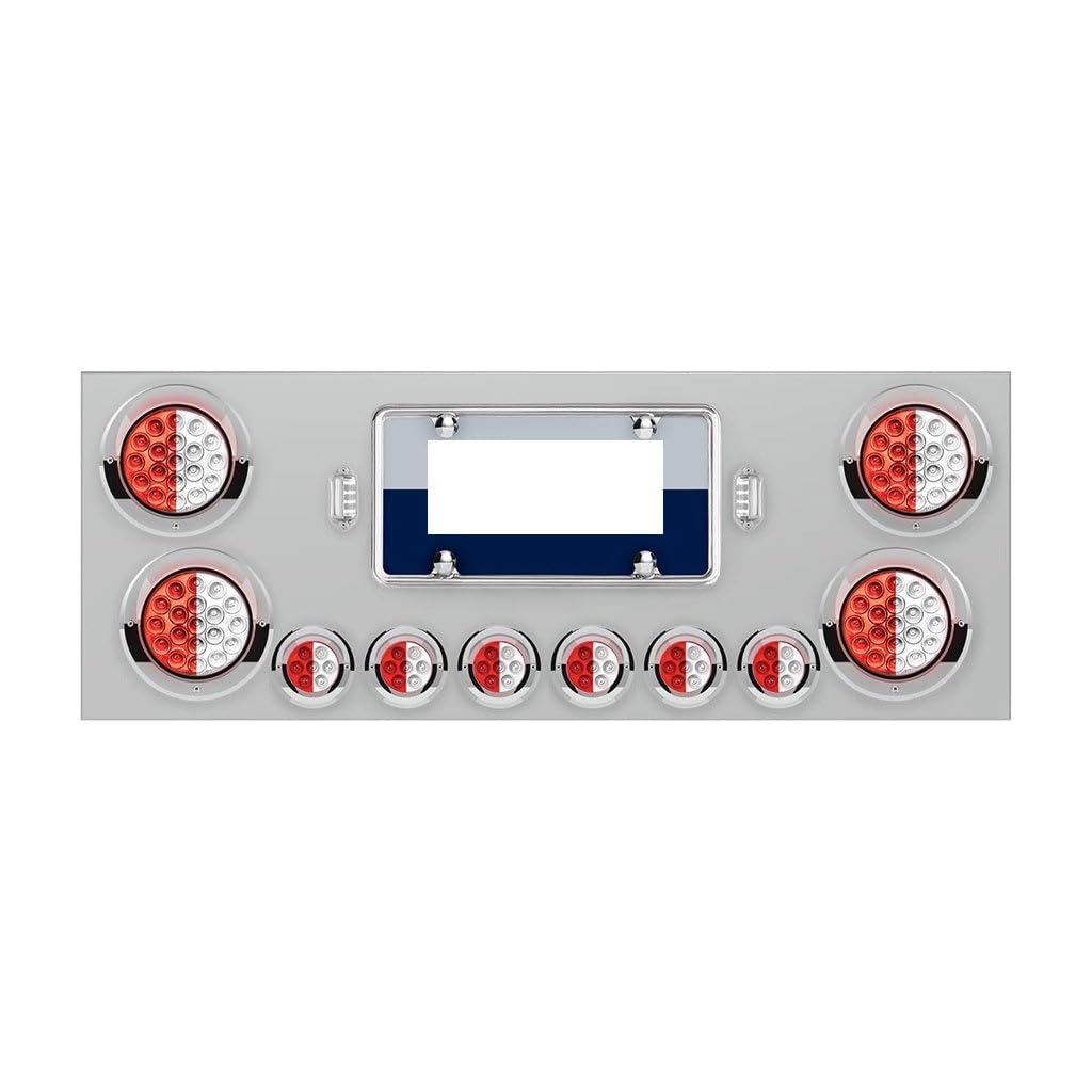 CTW Stainless Steel Rear Center Panel with 4X 19 LED 4" and 6X 7 LED 2" Dual Color Lights and Bezels