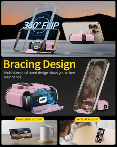 Image of Pohgelan Compatible with AirPods 4 Case (Pink) | Magnetic Automatic Lock with Phone Stand & Cleaning Kit,Compatible with Magsafe
