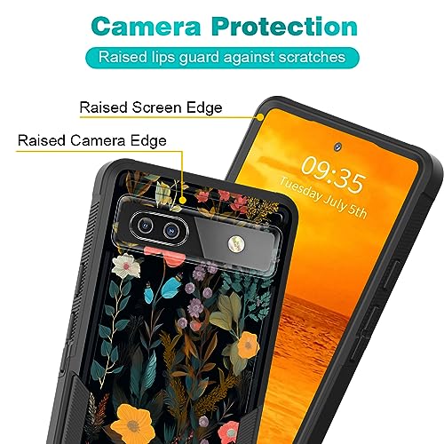Coque Pixel 7A double couche robuste au design fleuri premium - 4