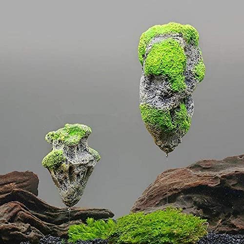 B&K PET Shop Artificial Moss Floating Rock Aquarium Suspended Landscape Stone Pumice Fish Tank Decor (Small)