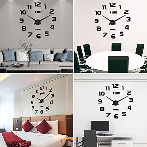 Comius Sharp DIY Wall Clocks Modern Mute, 3D Digital Wall Sticker Clock Decoration, Frameless Numbers Large Silent Clock for Office Living Room Bedroom Hotel, Home Decoration Gift (Black)