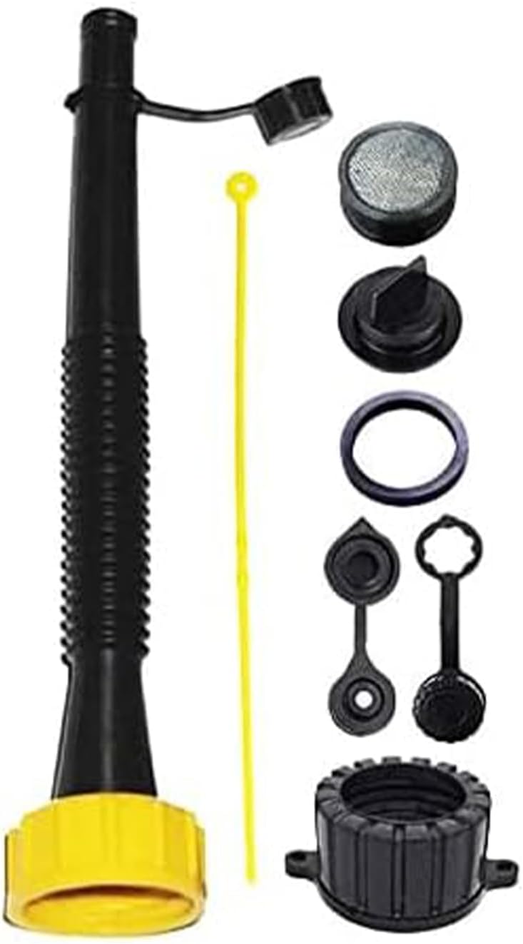 KP KOOL PRODUCTS Gas Can Nozzle Spout | Flexible with Screw Cap, Vent Cap, Strainer, Durable Gasket & Spouts Cover - 1 Pack, Fits Most Cans