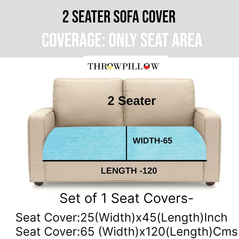 Image of Blue Sofa Cover Multicoloured Tassels: Sofa Slipcover: Heavyweight Performance Fabric, Anti-Slip, Stylish & Functional: Seat Coverage -Fits 2 Seater Sofa, Size: 65 x 120 CMS -1 Piece
