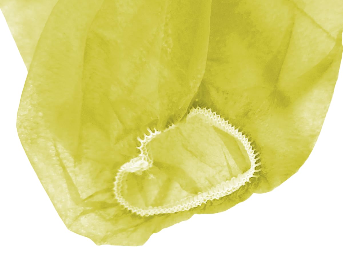 TIGA-MED Vlieskittel Gelb – 100 Stück Einweg Schutzkittel aus PP-Spinnvlies (24 g/m²), 110 x 140 cm, mit elastischen Armbündchen, Hygienekittel für Medizin, Pflege & Labor