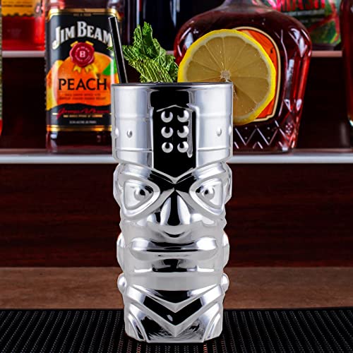 BARCONIC® METAL PLATED TIKI GLASS - 15 OUNCE - SILVER