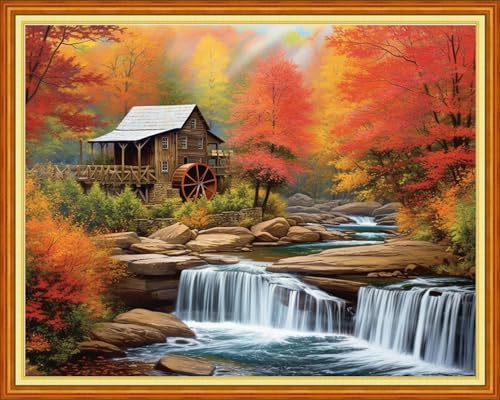 Redxing Stamped Cross Stitch Kit 11ct Waterwheel Scenery 16x20