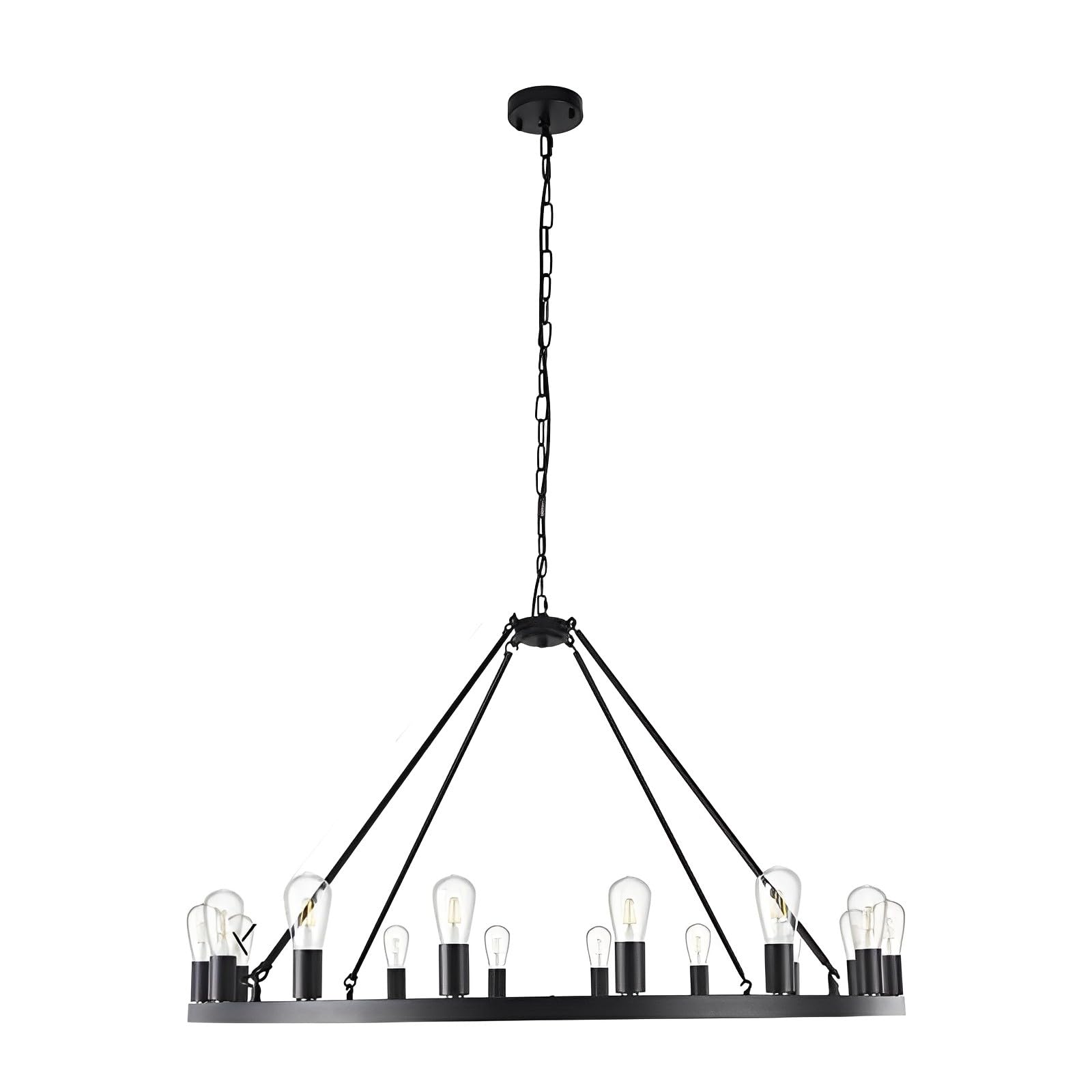 KXEcoLife 47"" Wagon Wheel Chandelier with 20-Light, Extra Large Black Chandeliers for High Ceiling, Rustic Farmhouse Country Style Round Light Fixture Dining Living