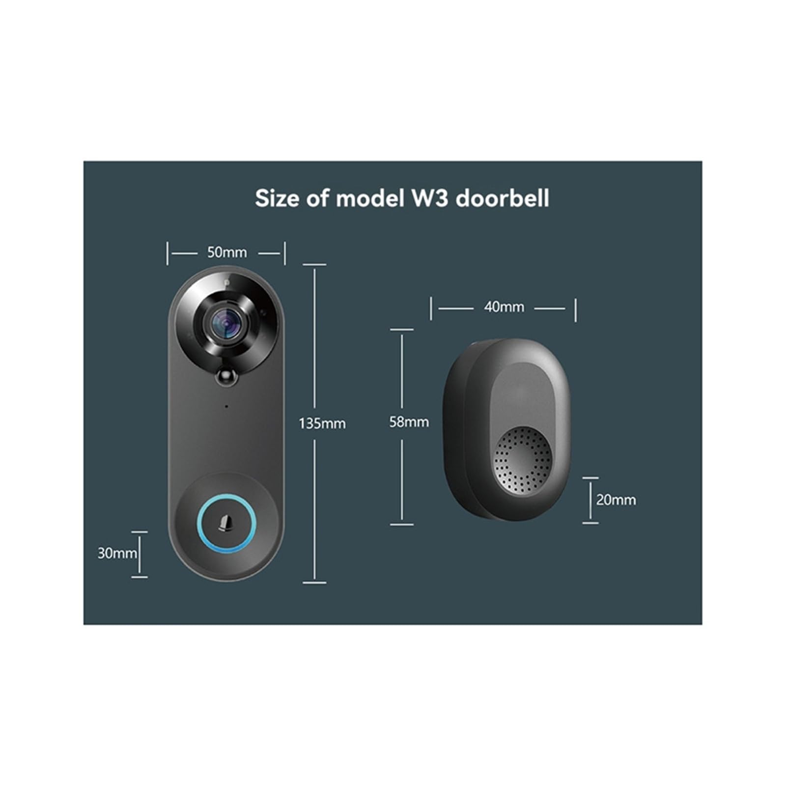 Timbre inalámbrico WiFi con videoportero y cámara de 2 MP for Seguridad de casa Inteligente. Vista Amplia