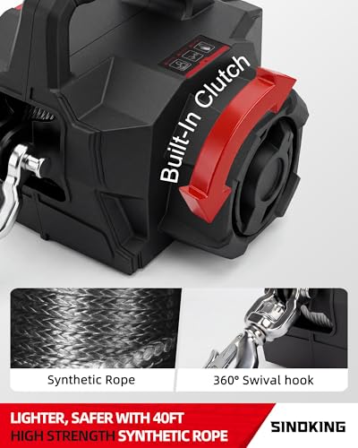 SINOKING Winch Portátil 1500 LB con Cuerda Sintética 40 ft miniatura 6