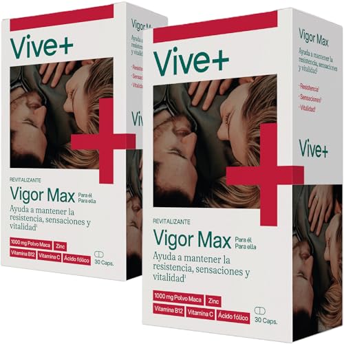 Vive+ Vigor Max – 2 paquetes de 30 cápsulas con Maca Andina, L‑Arginina, Ginseng y vitaminas C, E, B12 y B9 – Impulsa energía, vitalidad y rendimiento sexual en hombres y mujeres