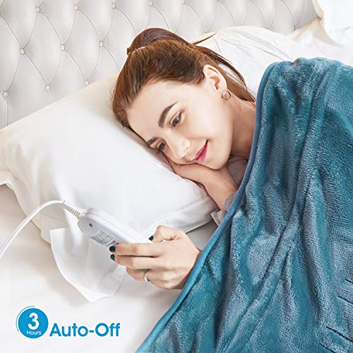 Homech Electric Heated Blankets, Electric Throws with Double-Layer Flannel, 10 Heating Levels, 3 Hours Auto-Off, Fast Heat & ETL Certification, Home Office Use & Machine Washable, 50" x 60"