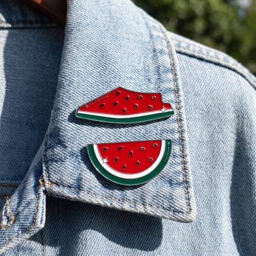 Image of Watermelon Brooch Pin Palestine, 2pcs Watermelon Enamel Pin Palestine Brooch Pin Hawaiian Fruit Shaped Brooches Watermelon Badge Breastpin Jewelry for Summer Luau